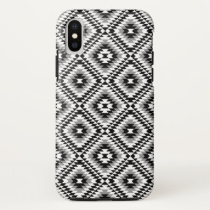 Aztec Stylized BW+Grey Symbol Pattern iPhone XS Case
