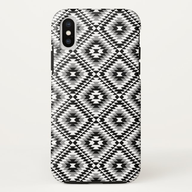 Aztec Stylized BW+Grey Symbol Pattern Case-Mate iPhone Case (Back)