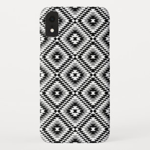 Aztec Stylized BW+Grey Symbol Pattern iPhone XR Case