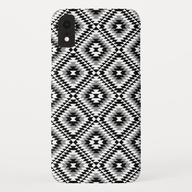Aztec Stylized BW+Grey Symbol Pattern Case-Mate iPhone Case (Back)