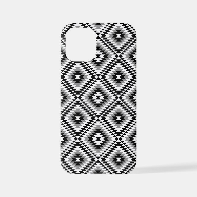 Aztec Stylized BW+Grey Symbol Pattern iPhone Case (Back)