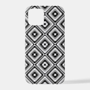 Aztec Stylized BW+Grey Symbol Pattern iPhone 12 Pro Case