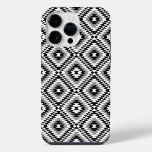 Aztec Stylized BW+Grey Symbol Pattern iPhone 14 Pro Max Case