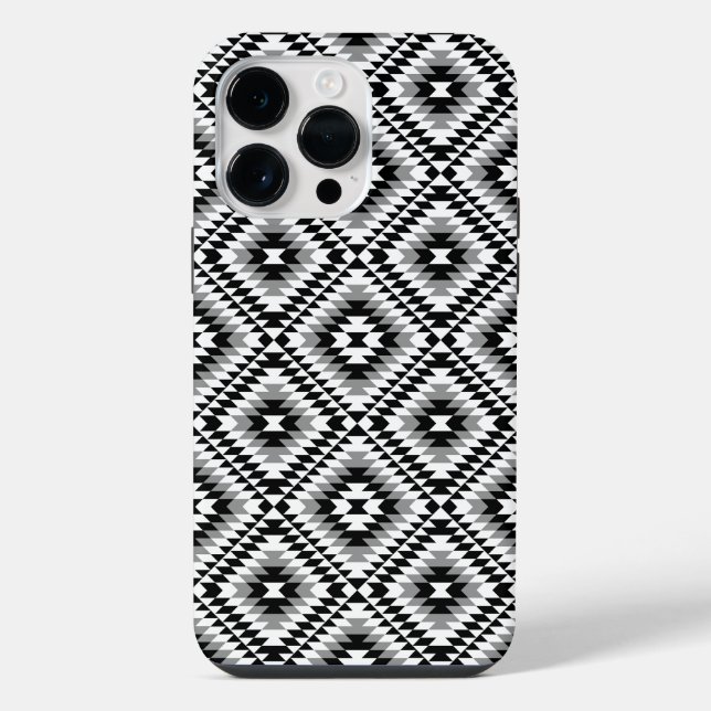 Aztec Stylized BW+Grey Symbol Pattern iPhone Case (Back)