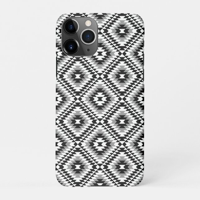 Aztec Stylized BW+Grey Symbol Pattern iPhone Case (Back)