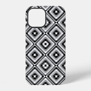 Aztec Stylized BW+Grey Symbol Pattern iPhone 12 Case