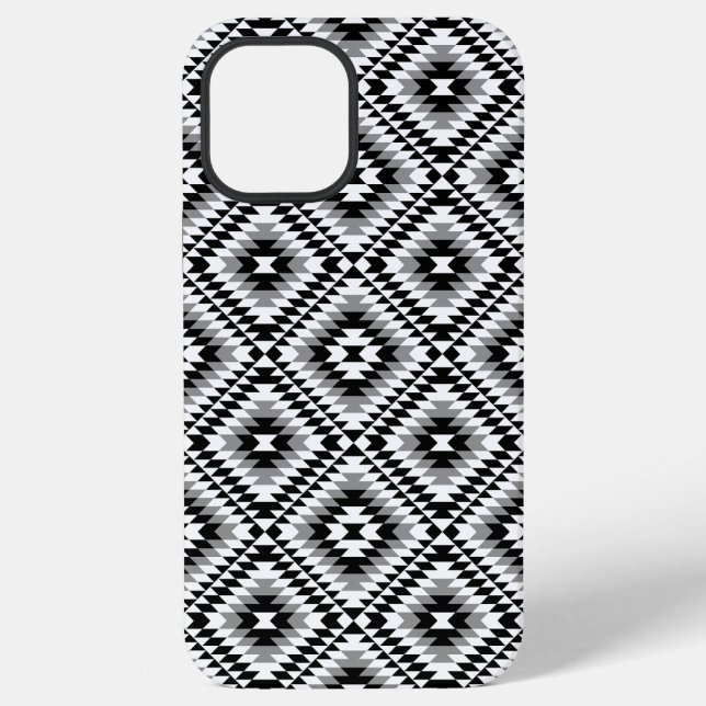 Aztec Stylized BW+Grey Symbol Pattern iPhone Case (Back)