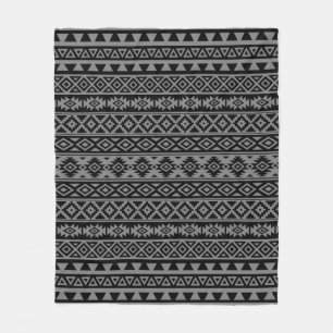 Aztec Stylized Pattern Black & Grey I Fleece Blanket