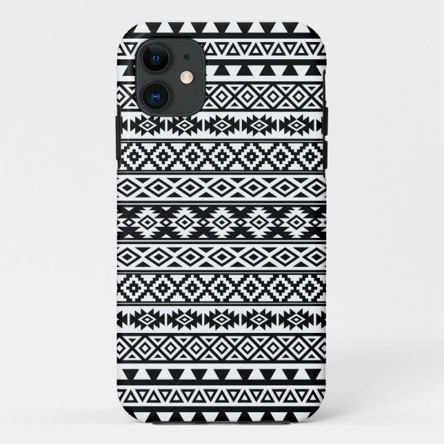 Aztec Stylized Pattern Black & White Case-Mate iPhone Case (Back)