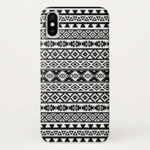 Aztec Stylized Pattern Black & White iPhone X Case
