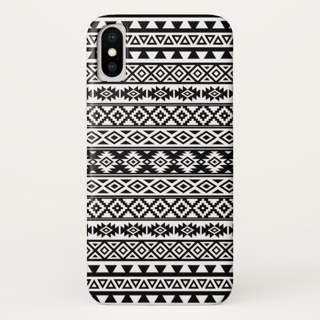 Aztec Stylized Pattern Black & White Case-Mate iPhone Case (Back)