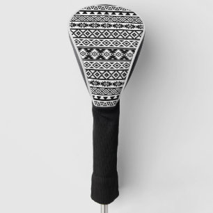 Aztec Stylized Pattern Black+White Golf Head Cover