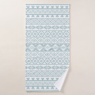 Aztec Stylized Pattern Duck Egg Blue & White Bath Towel