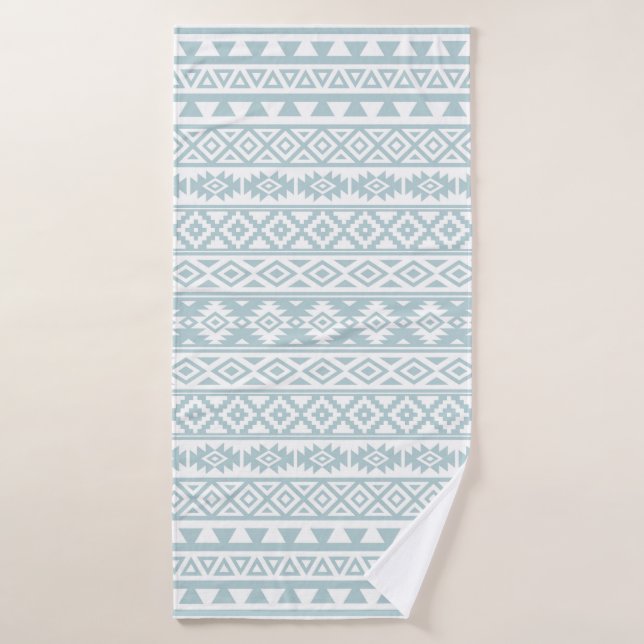 Aztec Stylized Pattern Duck Egg Blue & White Bath Towel (Bath Towel)