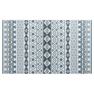 Aztec Stylized Pattern Grey-Blues & White Fabric