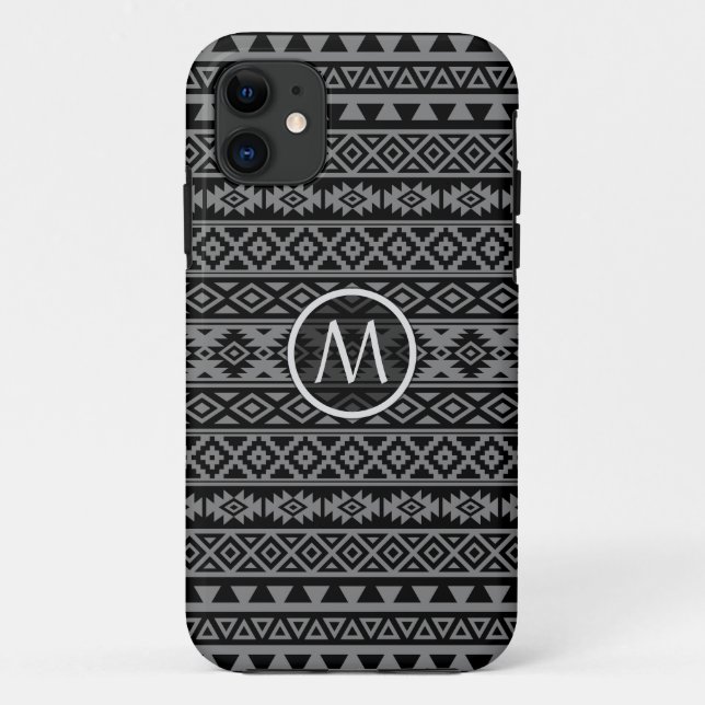 Aztec Stylized Ptn Blk & Grey I (Personalized) Case-Mate iPhone Case (Back)