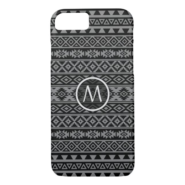 Aztec Stylized Ptn Blk & Grey I (Personalized) Case-Mate iPhone Case (Back)