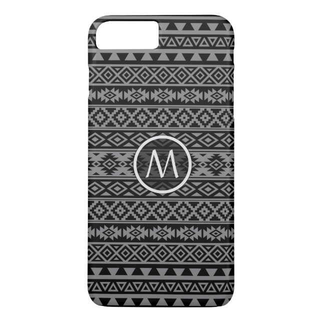 Aztec Stylized Ptn Blk & Grey I (Personalized) Case-Mate iPhone Case (Back)
