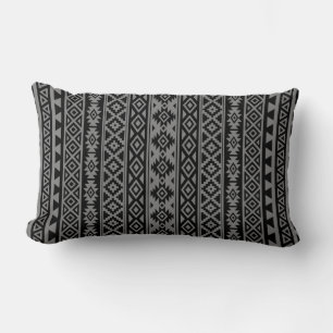 Aztec Stylized (V) Pattern Black & Grey I Lumbar Pillow