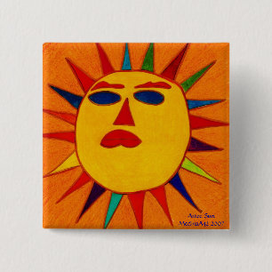 Aztec Sun 2 Inch Square Button