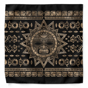 Aztec Sun God Gold and Black Bandana
