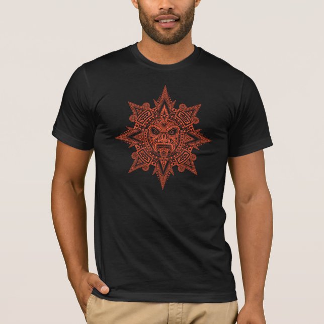 Aztec Sun Mask (dark red) T-Shirt (Front)