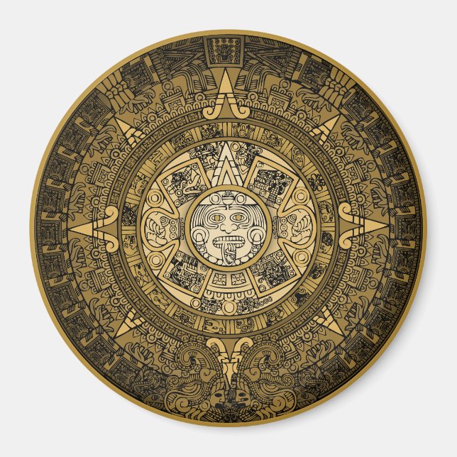 AZTEC SUN STONE CALENDAR GOLD SYMBOL  MAGNET (Front)