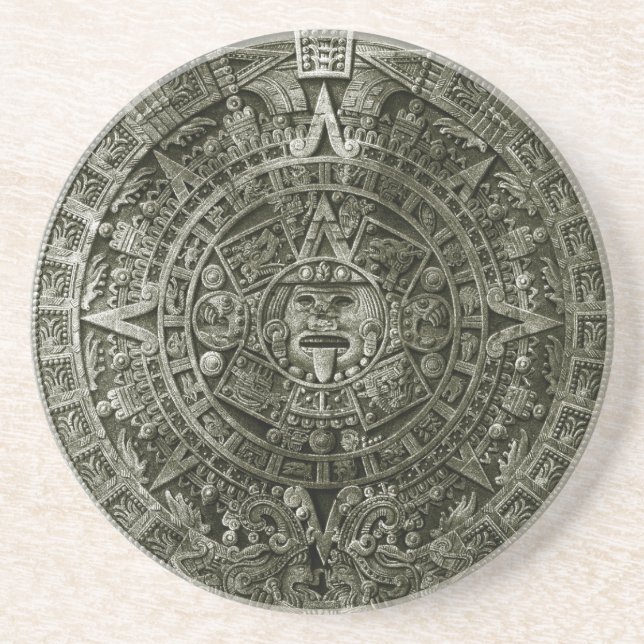 Aztec Sun Stone Zodiac Calendar Coaster (Front)
