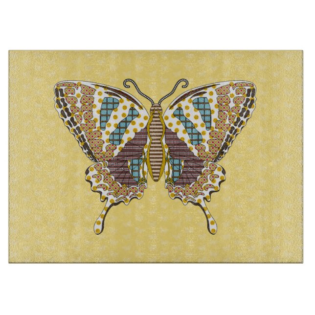 Aztec Swallowtail Glass Cutting Board (Front)