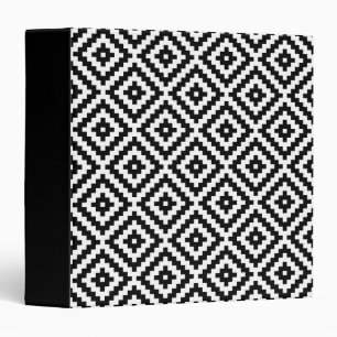Aztec Symbol Block Pattern Black & White I Binder