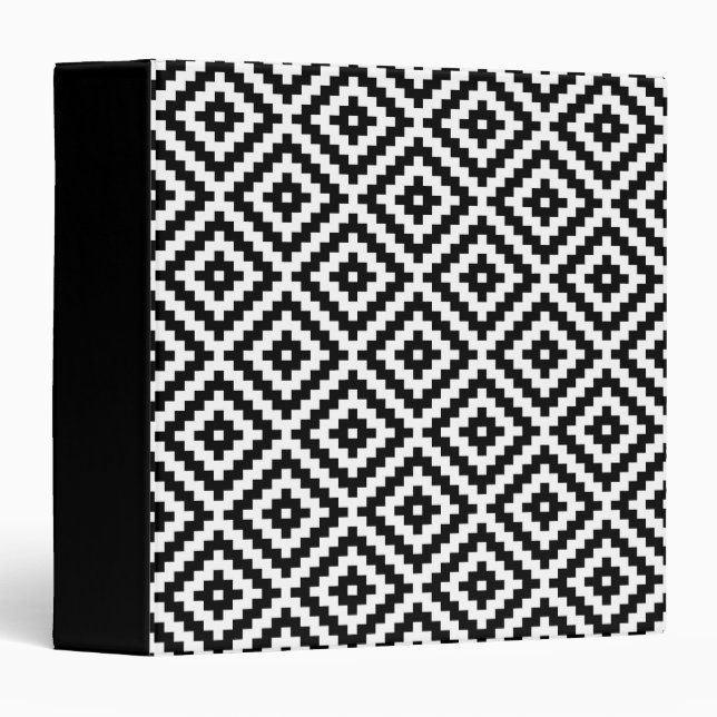 Aztec Symbol Block Pattern Black & White I Binder (Front/Spine)