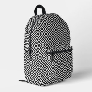 Aztec Symbol Block Pattern BW Printed Backpack