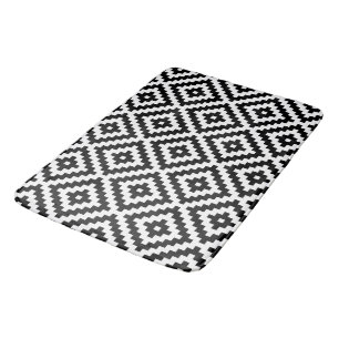 Aztec Symbol Block Ptn Black & White I Bath Mat