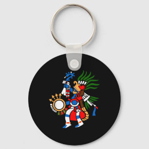 Aztec Symbol God Of War And Sun Huitzilopochtli Az Keychain