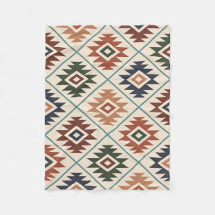 Aztec Symbol Stylized Big Pattern Colour Mix Fleece Blanket