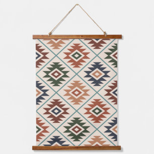 Aztec Symbol Stylized Pattern Color Mix Hanging Tapestry