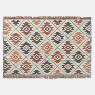 Aztec Symbol Stylized Pattern Color Mix Throw Blanket