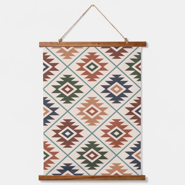 Aztec Symbol Stylized Pattern Colour Mix Hanging Tapestry (Front)