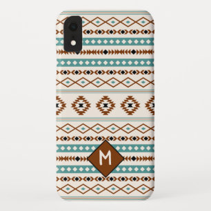 Aztec Teal Ter Blk Cr Mixed Pattern (Personalized) iPhone XR Case