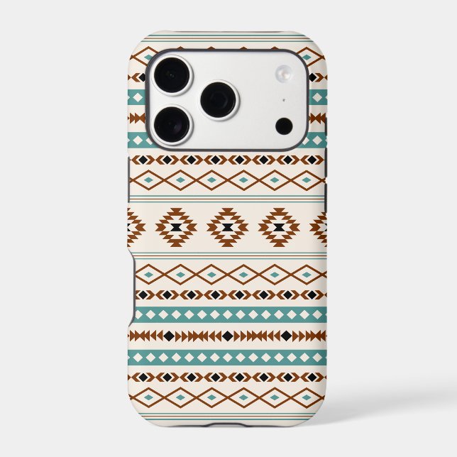 Aztec Teal Terracotta Black Cream Mixed Pattern (Back)