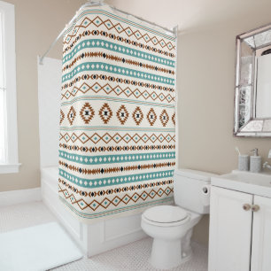 Aztec Teal Terracotta Black Cream Mixed Pattern