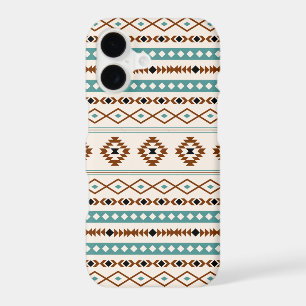 Aztec Teal Terracotta Black Cream Mixed Pattern