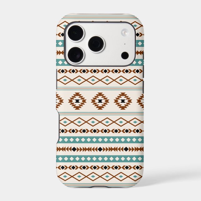 Aztec Teal Terracotta Black Cream Mixed Pattern (Back)