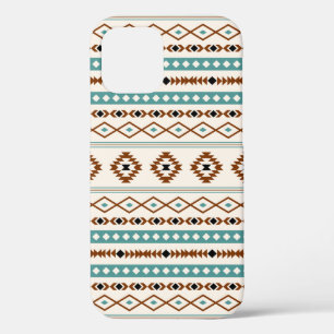 Aztec Teal Terracotta Black Cream Mixed Pattern Ca iPhone 12 Case