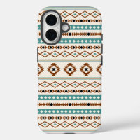 Aztec Teal Terracotta Black Cream Mixed Pattern