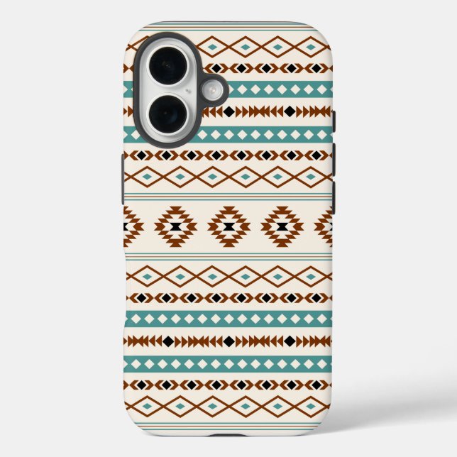 Aztec Teal Terracotta Black Cream Mixed Pattern Case-Mate iPhone Case (Back)