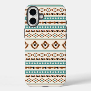 Aztec Teal Terracotta Black Cream Mixed Pattern iPhone 16 Plus Case