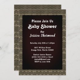 Aztec Tribal Abstract Baby Shower Chevron Greyed Invitation