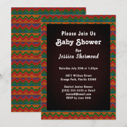 Aztec Tribal Abstract Colourful Baby Shower Chevro Invitation