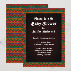 Aztec Tribal Abstract Colourful Baby Shower Chevro Invitation